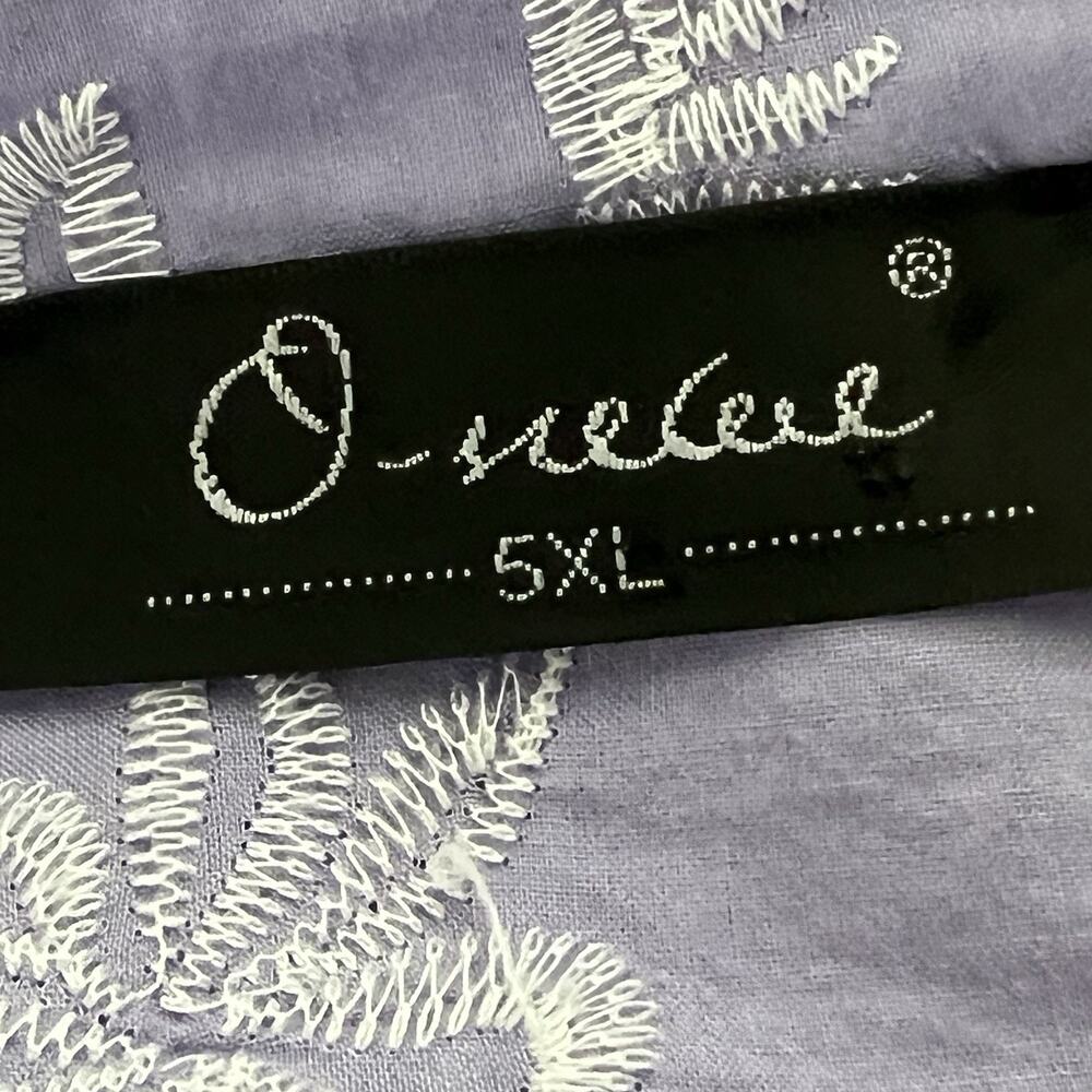 O-necue‎ Popover Blouse Embroidered Womens 5XL Purple Floral Long Sleeve Cotton - Picture 12 of 16